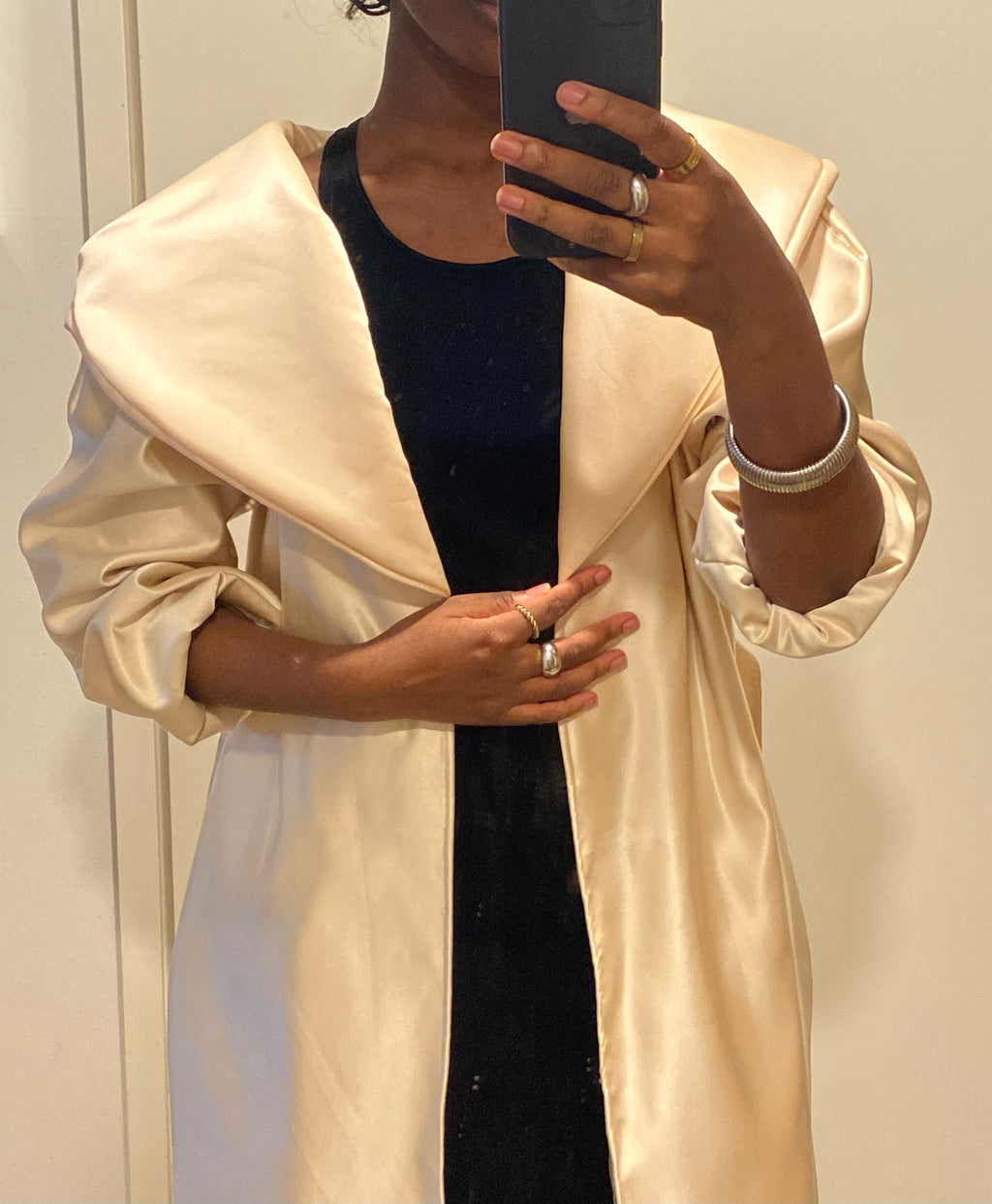 Hooded Satin Lounge Coat