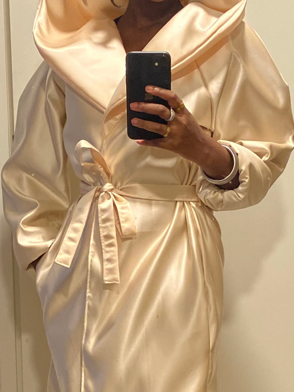 Hooded Satin Lounge Coat