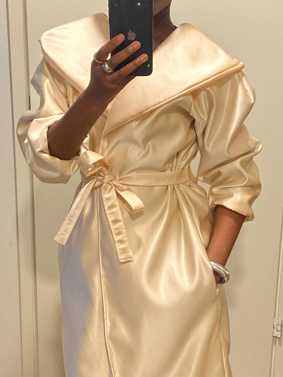 Hooded Satin Lounge Coat