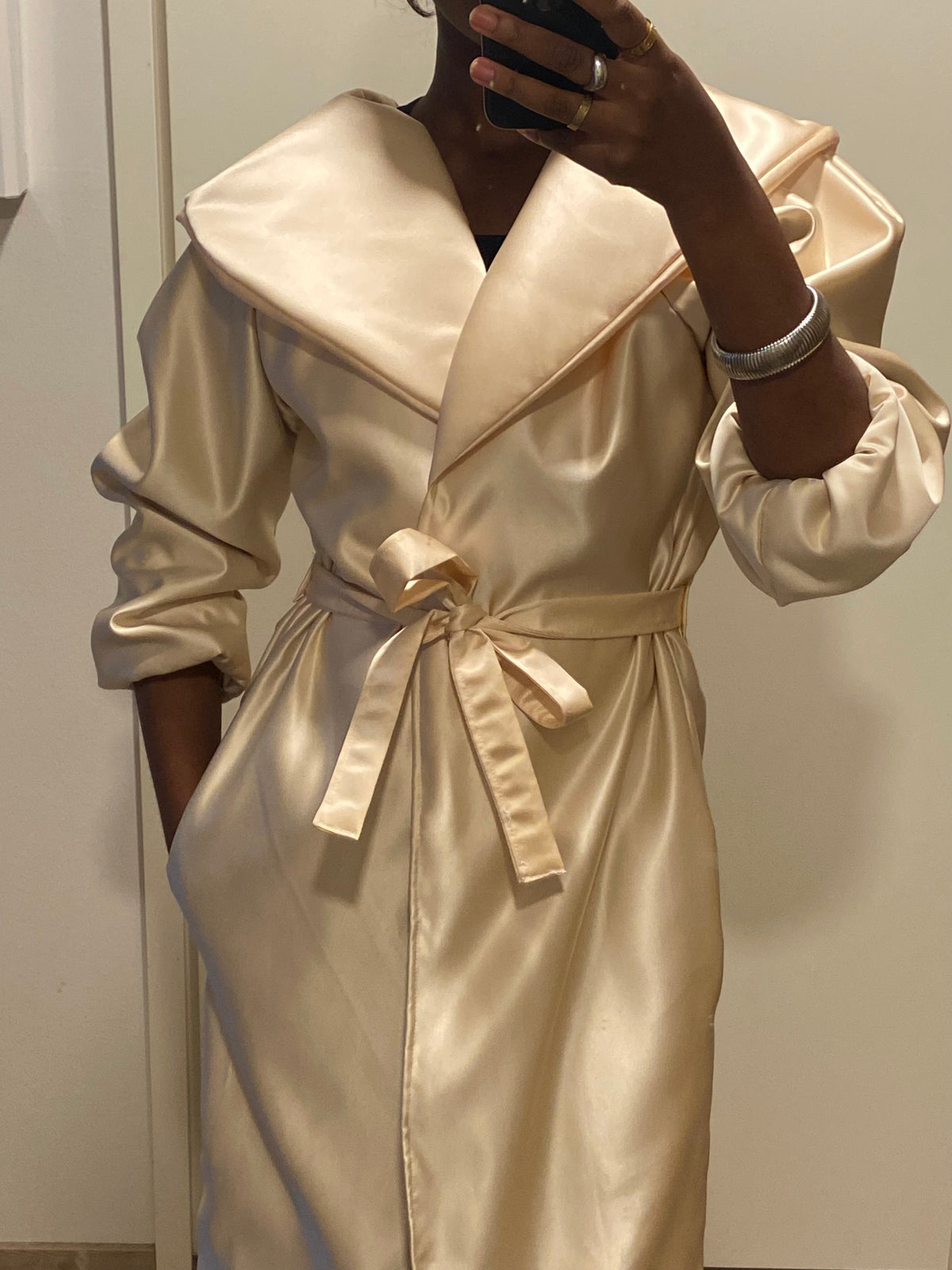 Hooded Satin Lounge Coat