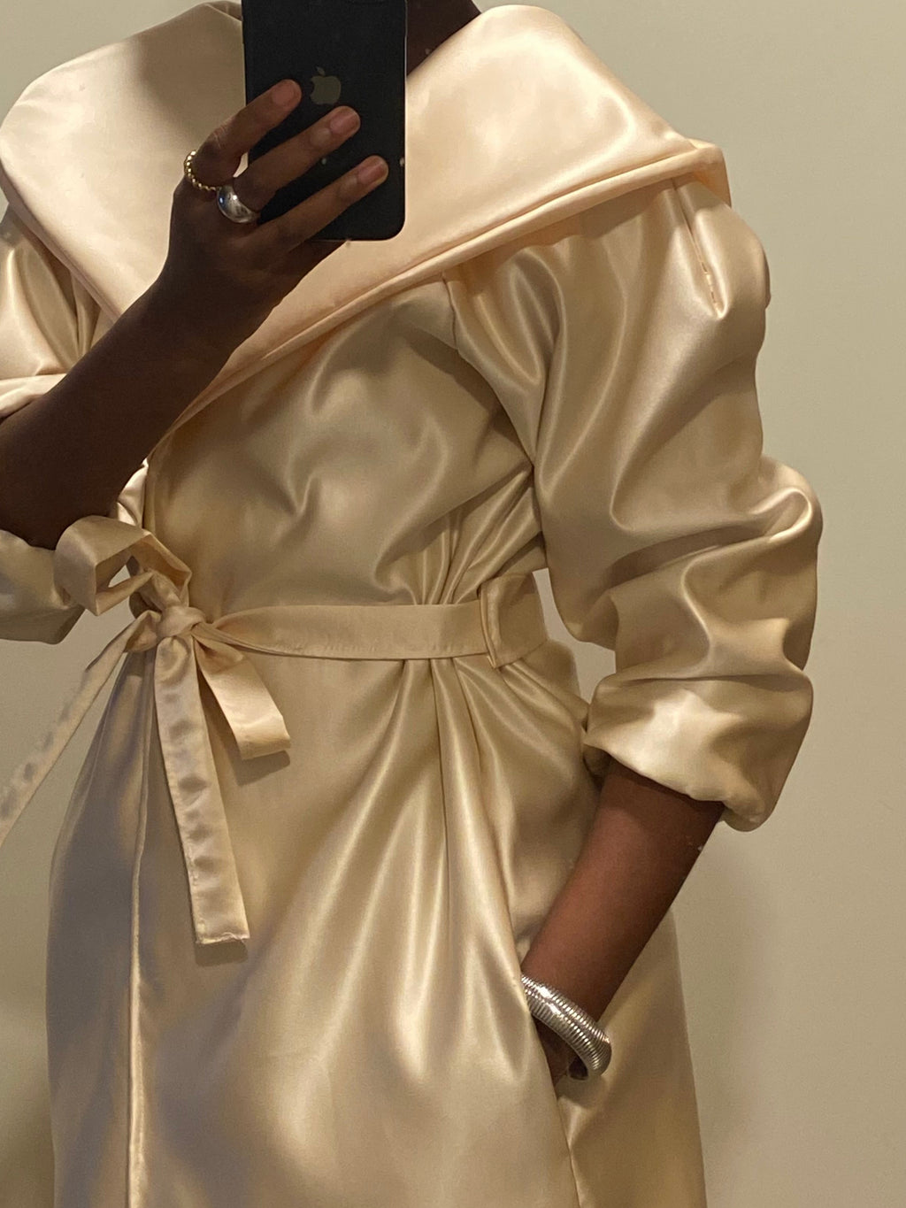 Hooded Satin Lounge Coat
